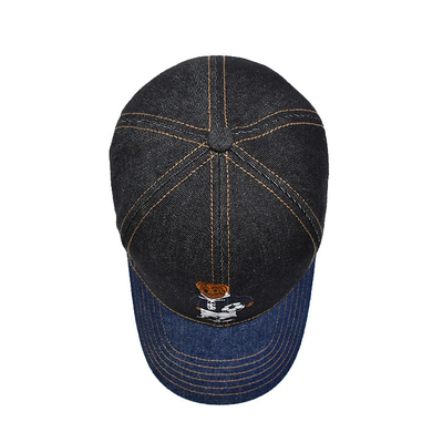 Perfil construido con gorra de béisbol bordada de color personalizado con sudor denim