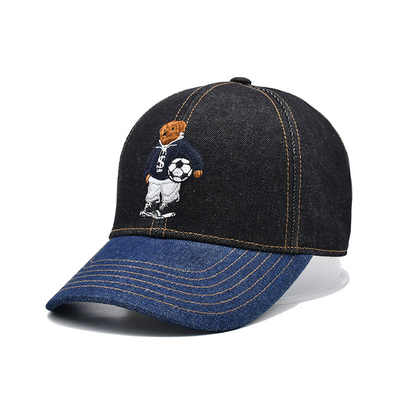 Perfil construido con gorra de béisbol bordada de color personalizado con sudor denim