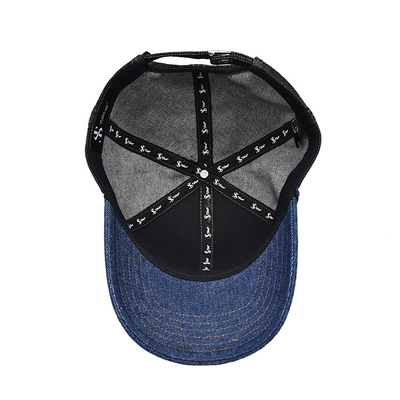 Perfil construido con gorra de béisbol bordada de color personalizado con sudor denim
