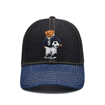 Perfil construido con gorra de béisbol bordada de color personalizado con sudor denim