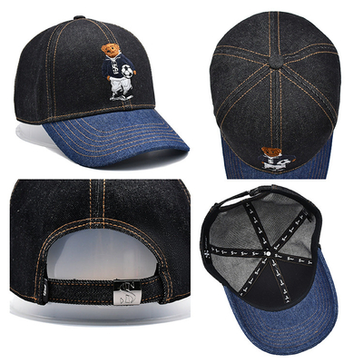 Perfil construido con gorra de béisbol bordada de color personalizado con sudor denim