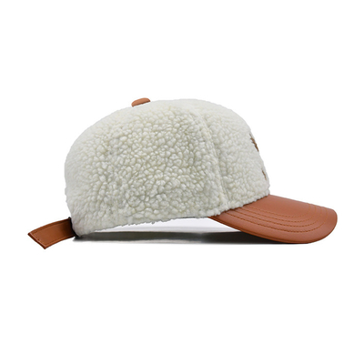 Sombrero de béisbol de algodón con costuras de color / perfil de corona de lana polar