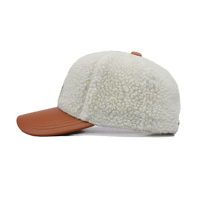 Sombrero de béisbol de algodón con costuras de color / perfil de corona de lana polar