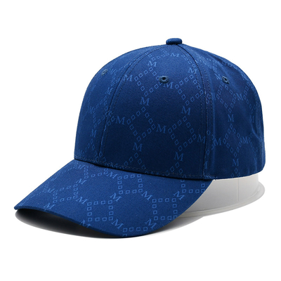 Capuchones de Jacquard personalizados con visor curvo y correa ajustable con ojos bordados que coinciden con el color de la tela