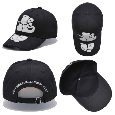 Sombrero de béisbol bordado con toalla con borde curvo y hebilla de metal personalizada