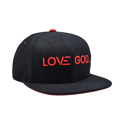 Sombrero Snapback en tamaños ajustables con logotipo de bordado 3D y cinta interna de impresión de etiqueta tejida