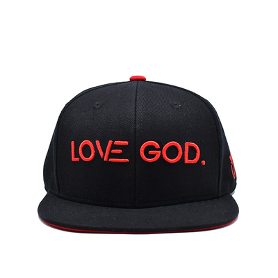 Sombrero Snapback en tamaños ajustables con logotipo de bordado 3D y cinta interna de impresión de etiqueta tejida