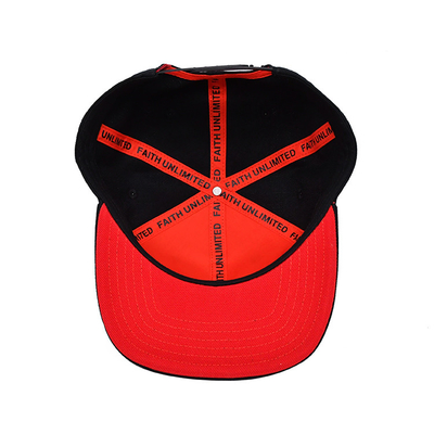 Sombrero Snapback en tamaños ajustables con logotipo de bordado 3D y cinta interna de impresión de etiqueta tejida