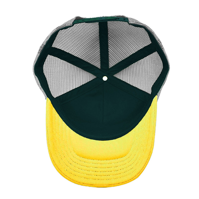 Esponja personalizada confortable 6 paneles visor plano construido gorra de camionero con parche de bordado