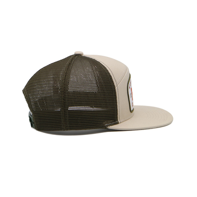 Sombrero de camión de algodón unisex con visor plano y parche tejido Snapback con contorno bordado