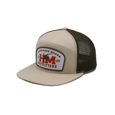Sombrero de camión de algodón unisex con visor plano y parche tejido Snapback con contorno bordado