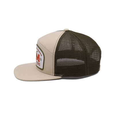 Sombrero de camión de algodón unisex con visor plano y parche tejido Snapback con contorno bordado
