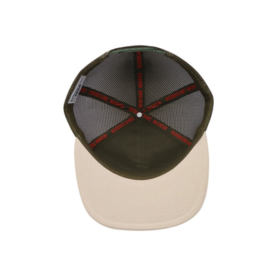 Sombrero de camión de algodón unisex con visor plano y parche tejido Snapback con contorno bordado