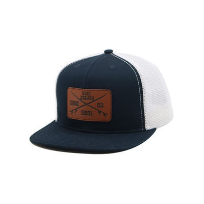 Ojolas bordadas personalizadas 6 Panel Trucker Cap con visor pre curvado