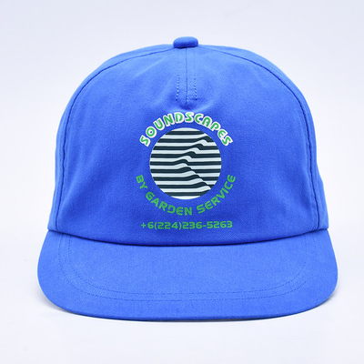 Sombreros de alta calidad, grabados a medida, de color azul, sin estructura, de 5 paneles, con bordes planos, para el exterior. Sombreros blandos de hip hop para hombres.