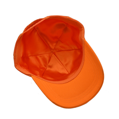 Unisex 5 Panel Trucker Cap Personalizado 3d bordado borde curvo satinado alineado sombreros azules de malla naranja
