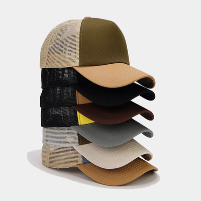 Oem de alta calidad mayorista de malla de camión tapa 5 panel de espalda llana de camión sombrero Gorras personalizado sombreros de malla