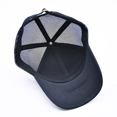 Black 6 Panel Mesh Trucker Hat Glitter Trucker Cap Sequins de moda de alta calidad bordado Sombreros de camión