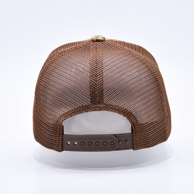 Diseño de moda con borde curvo Sport 6 Panel Trucker Mesh Hat Custom 3d bordado Camo Trucker Cap