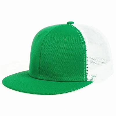 Sombrero de camión de 6 paneles en blanco y de malla plana