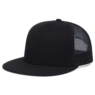 Sombrero de camión de 6 paneles en blanco y de malla plana