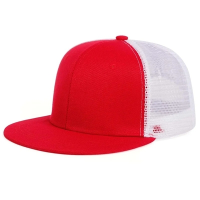 Sombrero de camión de 6 paneles en blanco y de malla plana