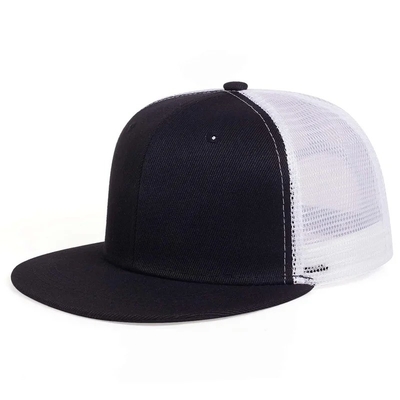 Sombrero de camión de 6 paneles en blanco y de malla plana