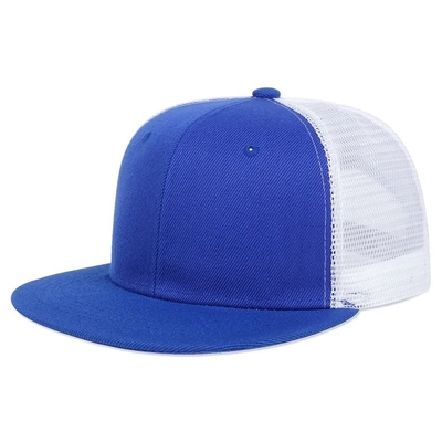 Sombrero de camión de 6 paneles en blanco y de malla plana