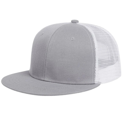 Sombrero de camión de 6 paneles en blanco y de malla plana
