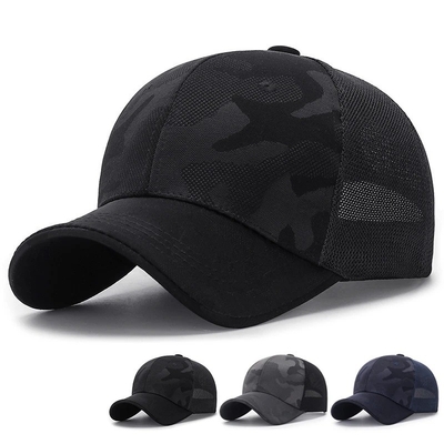Hombre de alta calidad fabricante de sombrero de camión mayorista camuflaje camuflaje con borde curvo gorra de malla