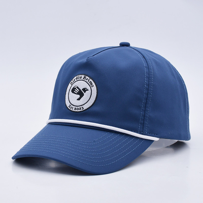 Venta al por mayor de Blue Rope Baseball Cap Personalizado bordado estructurado Logotipo de 5 paneles Sombreros de golf Gorras