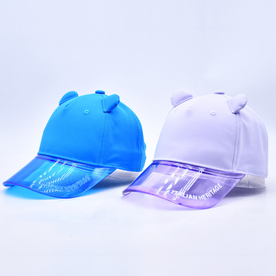 Fábrica de sombreros OEM mayorista de alta calidad 5 paneles niños gorra de béisbol personalizado transparente sombreros de béisbol de PVC de borde infantil