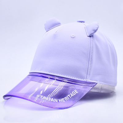 Fábrica de sombreros OEM mayorista de alta calidad 5 paneles niños gorra de béisbol personalizado transparente sombreros de béisbol de PVC de borde infantil