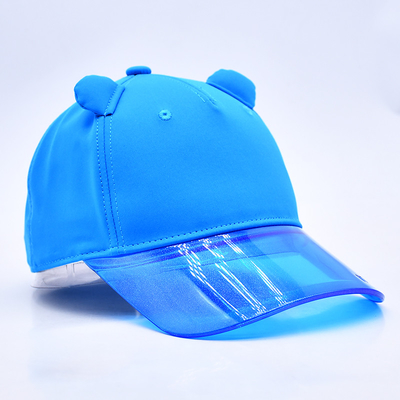 Fábrica de sombreros OEM mayorista de alta calidad 5 paneles niños gorra de béisbol personalizado transparente sombreros de béisbol de PVC de borde infantil
