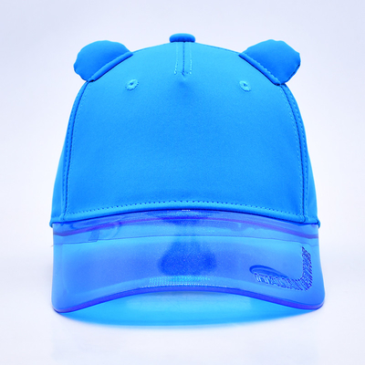 Fábrica de sombreros OEM mayorista de alta calidad 5 paneles niños gorra de béisbol personalizado transparente sombreros de béisbol de PVC de borde infantil