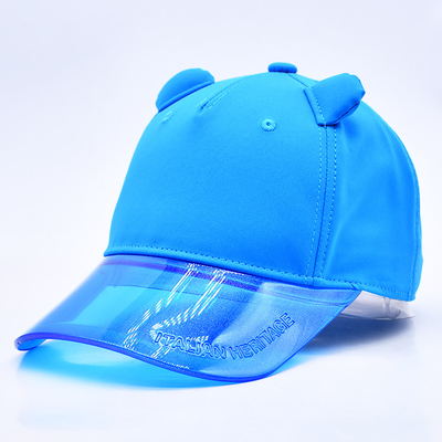 Fábrica de sombreros OEM mayorista de alta calidad 5 paneles niños gorra de béisbol personalizado transparente sombreros de béisbol de PVC de borde infantil