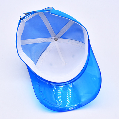 Fábrica de sombreros OEM mayorista de alta calidad 5 paneles niños gorra de béisbol personalizado transparente sombreros de béisbol de PVC de borde infantil