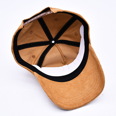 3d de bordado estructurado de costumbre Corduroy Gorras Béisbol de la gorra al por mayor 5 Panel ajustable Snapback Béisbol de la gorra