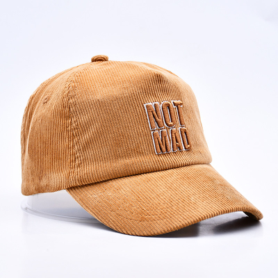 3d de bordado estructurado de costumbre Corduroy Gorras Béisbol de la gorra al por mayor 5 Panel ajustable Snapback Béisbol de la gorra