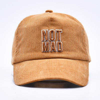 3d de bordado estructurado de costumbre Corduroy Gorras Béisbol de la gorra al por mayor 5 Panel ajustable Snapback Béisbol de la gorra