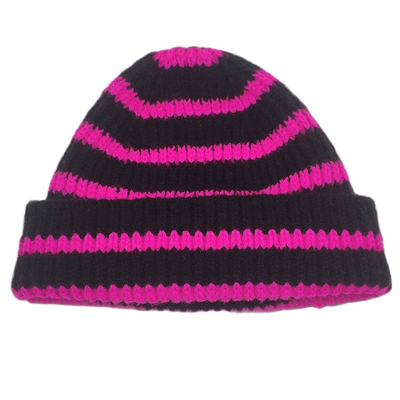 Niños sombrero corto de punto con rayas Sombreros de invierno para niños Chicas Sombreros con manguito caliente