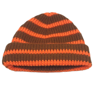 Niños sombrero corto de punto con rayas Sombreros de invierno para niños Chicas Sombreros con manguito caliente