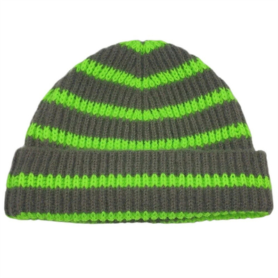 Niños sombrero corto de punto con rayas Sombreros de invierno para niños Chicas Sombreros con manguito caliente