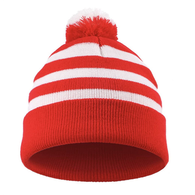 Halloween Beanie sombrero rayado rojo y blanco Tricotado Pom Pom Cuff Cap para mujeres hombres Accesorios de fiesta de Navidad