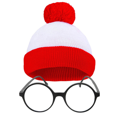 Halloween Beanie sombrero rayado rojo y blanco Tricotado Pom Pom Cuff Cap para mujeres hombres Accesorios de fiesta de Navidad