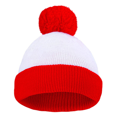Halloween Beanie sombrero rayado rojo y blanco Tricotado Pom Pom Cuff Cap para mujeres hombres Accesorios de fiesta de Navidad