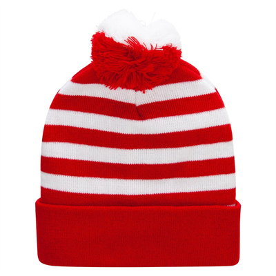 Halloween Beanie sombrero rayado rojo y blanco Tricotado Pom Pom Cuff Cap para mujeres hombres Accesorios de fiesta de Navidad
