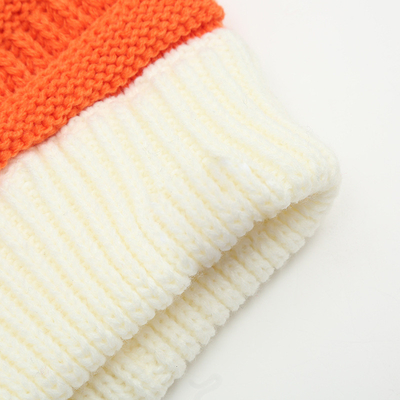 Sombrero de Invierno de Otoño que coincide con los gorros de punto Skully Moderno Caliente con Pompom Piel Pom Pom Pom Para Mujeres Gorro de moda de doble color