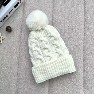 Impresión personalizada en todas partes Botas de invierno cálidas de pescador Botas de costilla de algodón de punto Pom Pom Hat