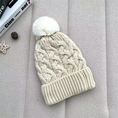 Impresión personalizada en todas partes Botas de invierno cálidas de pescador Botas de costilla de algodón de punto Pom Pom Hat